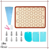 Kit Patisserie: Tapis Macaron + Coupe Pate (x3) + Poche + 8 Douilles