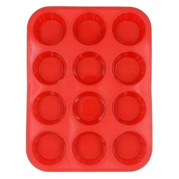 Moule à muffins silicone rouge 17,5x30cm - RETIF