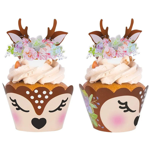 Caissettes à Cupcakes et Muffins Décor Cerf pour Noël