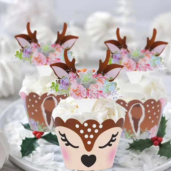 Caissettes à Muffins et Pics Décor Flocons argentés - Cupcakes de Noël