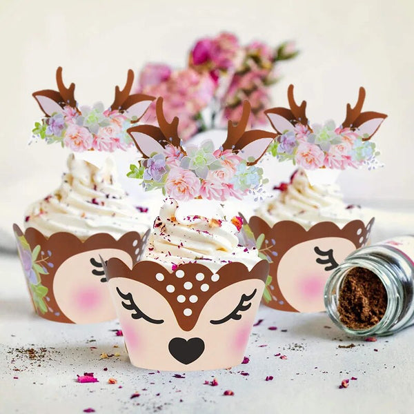 Caissettes à Cupcakes et Muffins Décor Cerf pour Noël