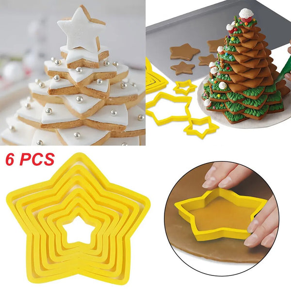 Moule à Biscuits en Plastique en forme d'Arbre de Noël ( 6 Pièces)
