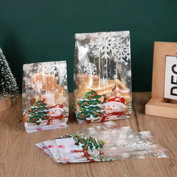 100 Pièces Sachet Plastique Cadeau Noel Transparent, pour Biscuits Bonbons  Gâteaux Chocolat, Sacs Cadeaux Père Noël Renne Bonhomme de Neige Fête Sac :  : Cuisine et Maison