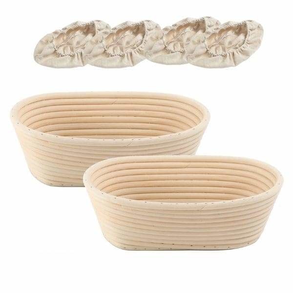 BEWOS Set De Banneton 3 PièCes, Paniere A Pain Ovale 25 Cm Et Paniere A