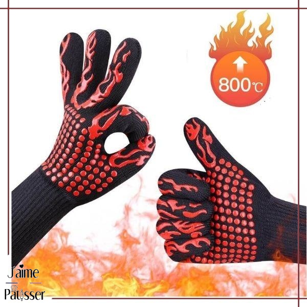 1 paire de gants de barbecue résistant à la chaleur Gants de four de feu  Protection des mains Gants de barbecue