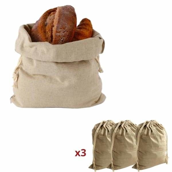 sac a pain de seigne ou pain de campagne en toile de lin pour conservation