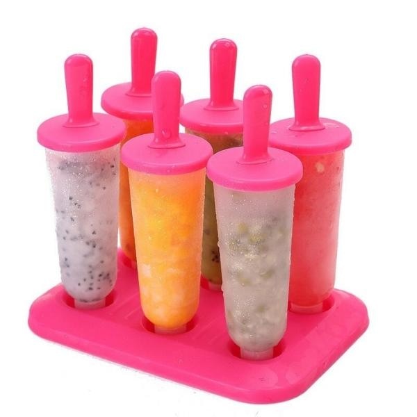 Moule a Glace Silicone - 6 Sucettes - Rouge / Grand