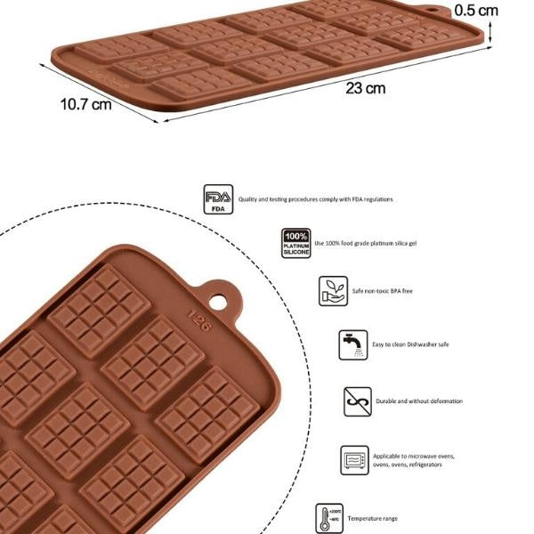 moule silicone carrés de chocolat et tablette résiste a la chaleur du four