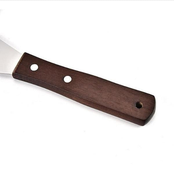 spatule coudée inox et manche en bois